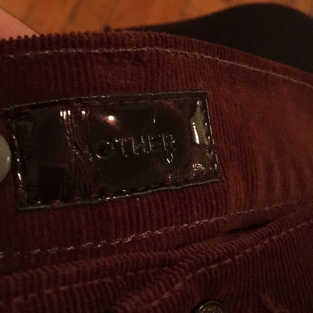 Burnt reddish-orangy-brown Mother corduroy pants